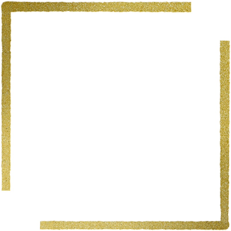 Gold square frame element with line border png.